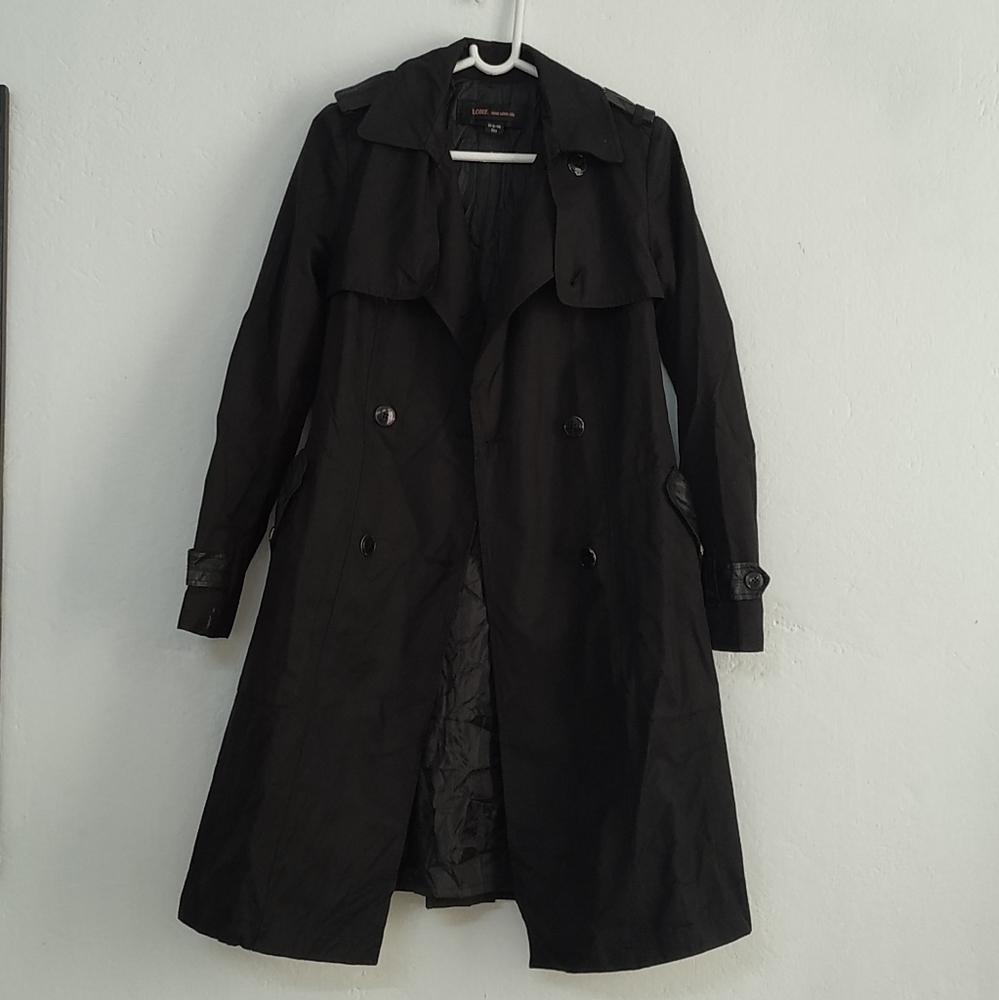 Double Breasted Trench Coat (Black) - Picture 5 of 14